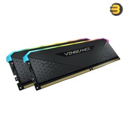 CORSAIR Vengeance RGB RS 16GB (2x8GB) DDR4‑3200 C16 Desktop Memory — XMP 2.0, 16‑20‑20‑38, 1.35V, PC4‑25600, iCUE RGB, anodized aluminum heatspreader — Black