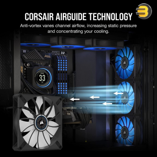 CORSAIR ML140 LED Elite 140mm Magnetic Levitation Blue LED Fan with AirGuide Single Pack Black CORSAIR ML140 LED Elite 140mm Magnetic Levitation Blue LED Fan with AirGuide Single Pack Black
