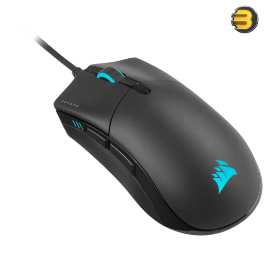 Corsair Sabre RGB PRO Champion Series Gaming Mouse (Ergonomic Shape for Esports and Competitive Play, Ultra-Lightweight 74g, Flexible Paracord Cable, QUICKSTRIKE Buttons with Zero Gap) Black