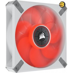 CORSAIR ML120 LED Elite 120mm Magnetic Levitation Red LED Fan with AirGuide Single Pack - White Frame
