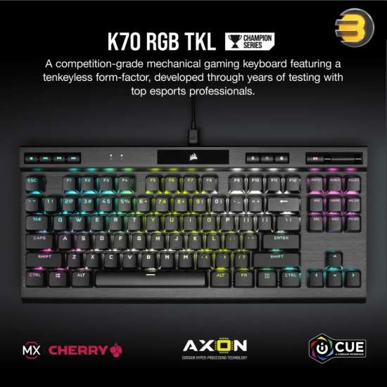 Corsair K70 RGB TKL CHAMPION SERIES Mechanical Gaming Keyboard — CHERRY MX Red