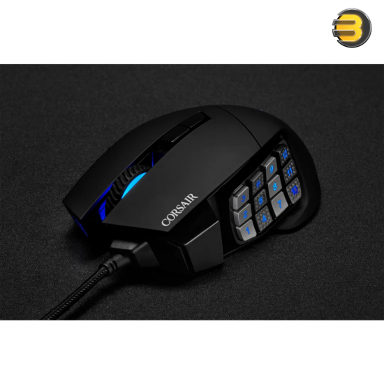 Corsair SCIMITAR RGB ELITE Gaming Mouse For MOBA, MMO - 18,000 DPI - 17 Progammable Buttons - iCUE Compatible - Black