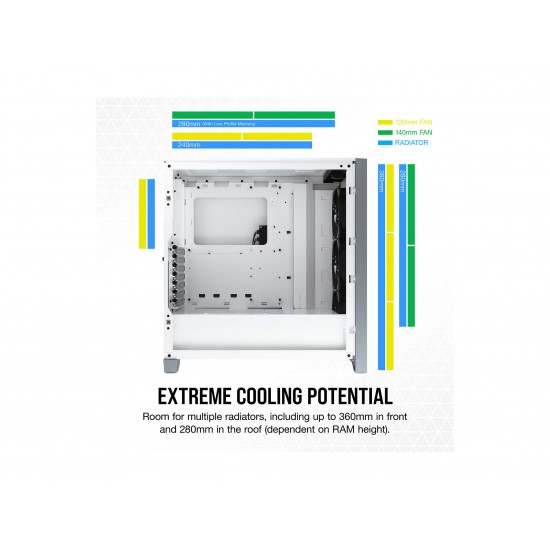 Corsair iCUE 4000X RGB CC-9011205-WW White Steel / Plastic / Tempered Glass ATX Mid Tower Computer Case