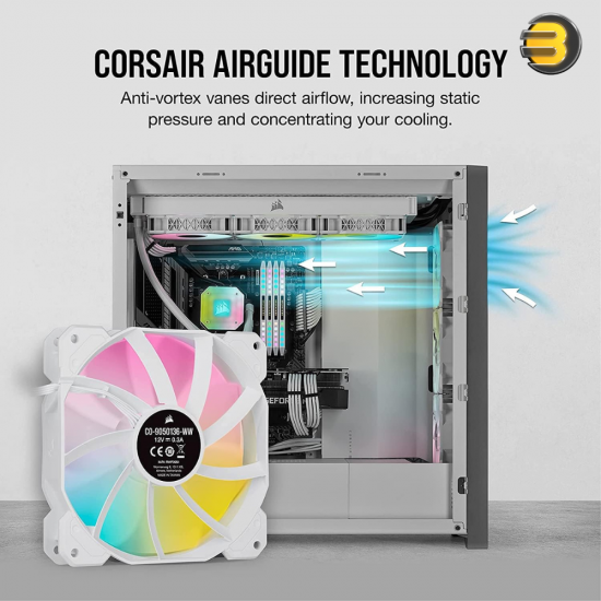 CORSAIR iCUE SP120 RGB Elite Performance 120mm White PWM Single Fan