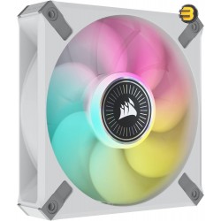 CORSAIR ML120 RGB ELITE 120mm Magnetic Levitation RGB Fan with AirGuide Single Pack - White Frame