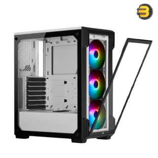 Corsair iCUE 220T RGB Tempered Glass Mid-Tower Smart Case — White - CC-9011191-WW Corsair iCUE 220T RGB Tempered Glass Mid-Tower Smart Case — White - CC-9011191-WW