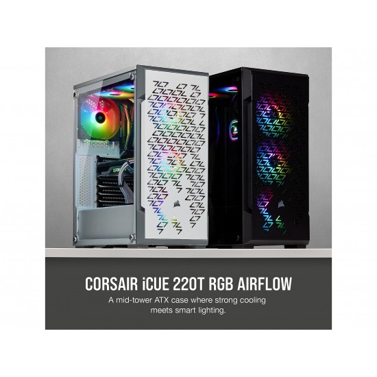 Corsair iCUE 220T RGB Airflow CC-9011173-WW Black Steel / Plastic / Tempered Glass ATX Mid Tower Computer Case