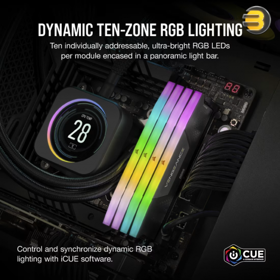 Corsair Vengeance RGB DDR5-6000MHz 48GB (2x24GB) CL36-44-44-96 Dual-Channel Kit – PC5-48000, Intel XMP 3.0, Black RGB Desktop Memory Corsair Vengeance RGB DDR5-6000MHz 48GB (2x24GB) CL36-44-44-96 Dual-Channel Kit – PC5-48000, Intel XMP 3.0, Black RGB Desktop Memory