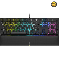 Corsair K60 RGB Pro SE Mechanical Gaming Keyboard — Cherry Mechanical Keyswitches, Durable AluminumFrame, Customizable Per-Key RGB Backlighting, PBT Double-Shot Keycaps, Detachable Palm Rest - CH-910D119-NA