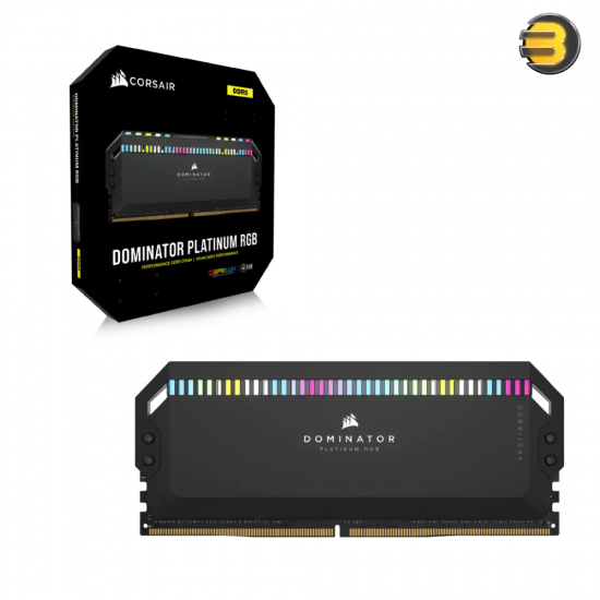 CORSAIR DOMINATOR PLATINUM RGB 32GB (2x16GB) DDR5 DRAM 5200MHz C40 Memory Kit — Black