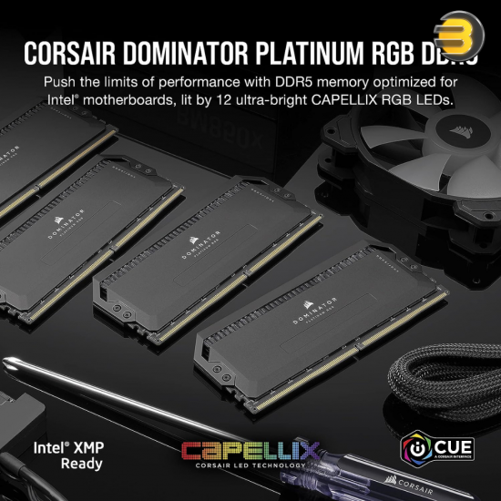 Corsair DOMINATOR PLATINUM RGB 32GB (2x16GB) DDR5 DRAM 5600MT/s CL36 Memory Kit — Black