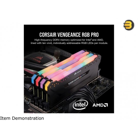 Corsair Vengeance RGB PRO 64GB (2x32GB) DDR4 3200 C16 Desktop Memory – Black