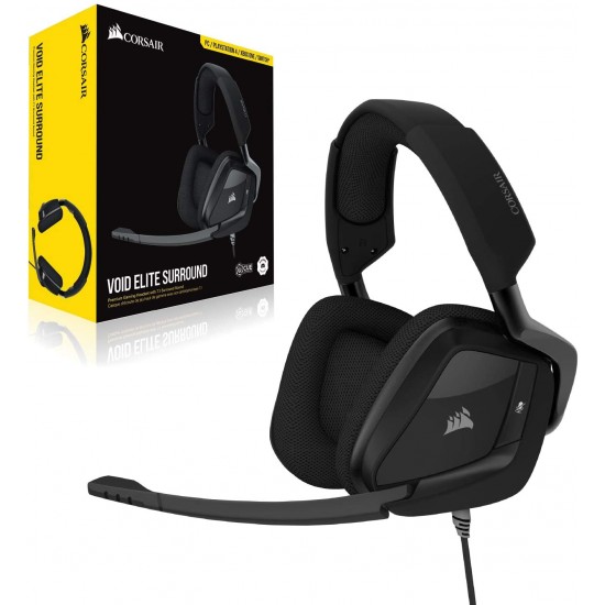 Corsair VOID Elite Surround Premium Gaming Headset with 7.1 Surround Sound - Discord Certified - Works with PC, Xbox Series X, Xbox Series S, PS5, PS4, Nintendo Switch - Carbon