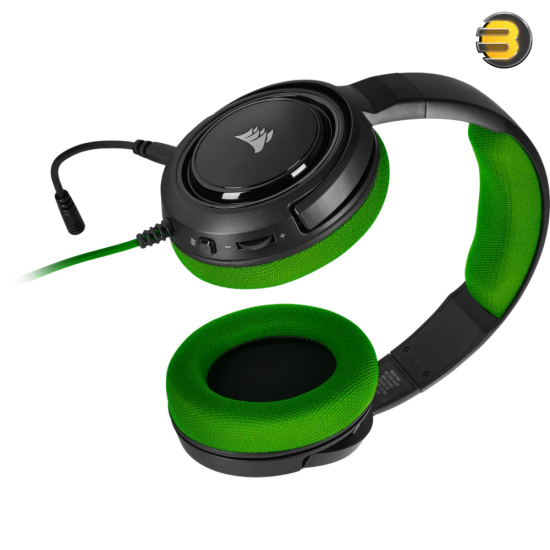 Corsair HS35 — Stereo Gaming Headset - Memory Foam Earcups - Works with PC, Mac, Xbox Series X/ S, Xbox One, PS5, PS4, Nintendo Switch, iOS and Android - Green