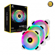 Corsair LL120 RGB 120mm Dual Light Loop White RGB LED PWM Fan — Triple Pack with Lighting Node PRO