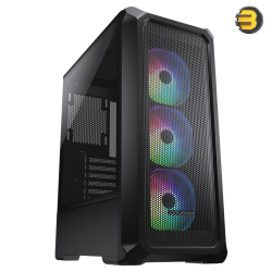 Cougar Archon 2 Mesh RGB Mid Tower Case Black — Tempered Glass Side Panel, Supports Mini ITX/Micro ATX/ATX, Includes 3x 120mm ARGB Fans Pre-installed, USB 3.0 x 2 + USB 2.0 x 1, 7 Expansion Slots