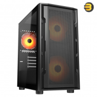 Cougar Uniface Mini RGB + STC600 Mid Tower Case with 600W 80+ White PSU — Tempered Glass Side Panel, Perforated Front Panel for Superior Airflow, 3 Pre-installed ARGB Fans (2x 140mm Front, 1x 120mm Rear), Supports Mini ITX/Micro ATX
