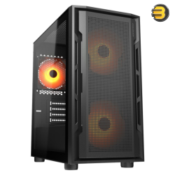 Cougar Uniface Mini RGB + STC600 Mid Tower Case with 600W 80+ White PSU — Tempered Glass Side Panel, Perforated Front Panel for Superior Airflow, 3 Pre-installed ARGB Fans (2x 140mm Front, 1x 120mm Rear), Supports Mini ITX/Micro ATX