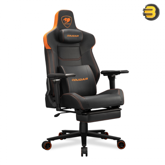 Cougar ARMOR EVO M Gaming Chair — Breathable PVC Leather, 5D Adjustable Armrest, Lumbar Cushion, Full Steel Frame, Class 4 Gas Lift Cylinder Up To 160Kg Capacity, Black/Orange| 3MEVMORB.0001