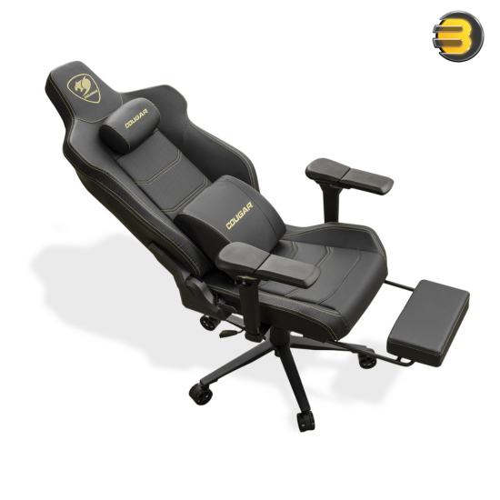 Cougar ARMOR EVO M Gaming Chair — Breathable PVC Leather, 5D Adjustable Armrest, Lumbar Cushion, Full Steel Frame, Class 4 Gas Lift Cylinder Up To 160Kg Capacity, Black/Gold | 3MEVMGLB.0001