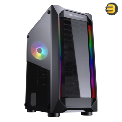 Cougar MX410 Mid Tower Gaming Case + VTC 500 80+ BRONZE — Dual ARGB Front Strips, Acrylic Transparent Side Panel, Supports ATX/Micro ATX/Mini ITX, Up to 165mm CPU Cooler Height, 240mm Water Cooling Radiator Support