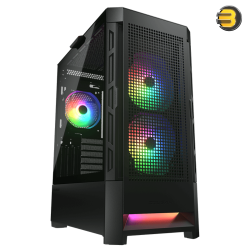 Cougar Airface RGB + STC600 Mid Tower Gaming Case — High-Airflow Perforated Metal Front Panel, 4mm Tempered Glass Side Panel, 2x 140mm + 1x 120mm ARGB Fans, Built-in ARGB Controller, Supports E-ATX, Vertical GPU Mount