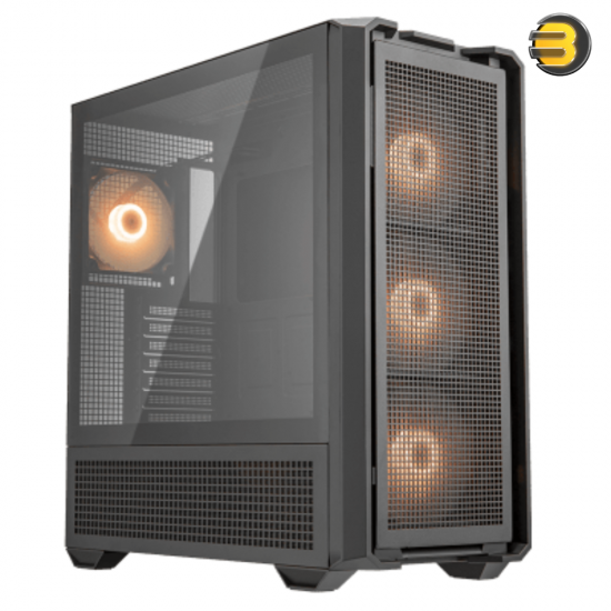 Cougar MX600 RGB Full Tower Gaming Case — Tempered Glass Side Panel, E-ATX Support, 3x 140mm ARGB Fans Pre-Installed, USB-C, Vertical GPU Mount, Black