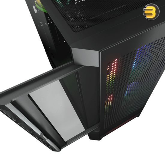 Cougar Airface RGB + STC600 Mid Tower Gaming Case — High-Airflow Perforated Metal Front Panel, 4mm Tempered Glass Side Panel, 2x 140mm + 1x 120mm ARGB Fans, Built-in ARGB Controller, Supports E-ATX, Vertical GPU Mount
