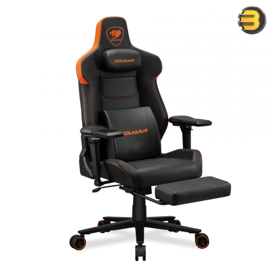 Cougar ARMOR EVO M Gaming Chair — Breathable PVC Leather, 5D Adjustable Armrest, Lumbar Cushion, Full Steel Frame, Class 4 Gas Lift Cylinder Up To 160Kg Capacity, Black/Orange| 3MEVMORB.0001