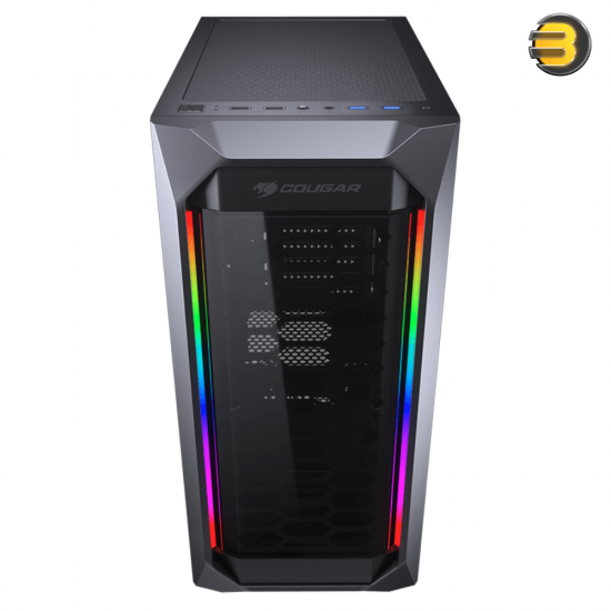 Cougar MX410 Mid Tower Gaming Case + VTC 500 80+ BRONZE — Dual ARGB Front Strips, Acrylic Transparent Side Panel, Supports ATX/Micro ATX/Mini ITX, Up to 165mm CPU Cooler Height, 240mm Water Cooling Radiator Support