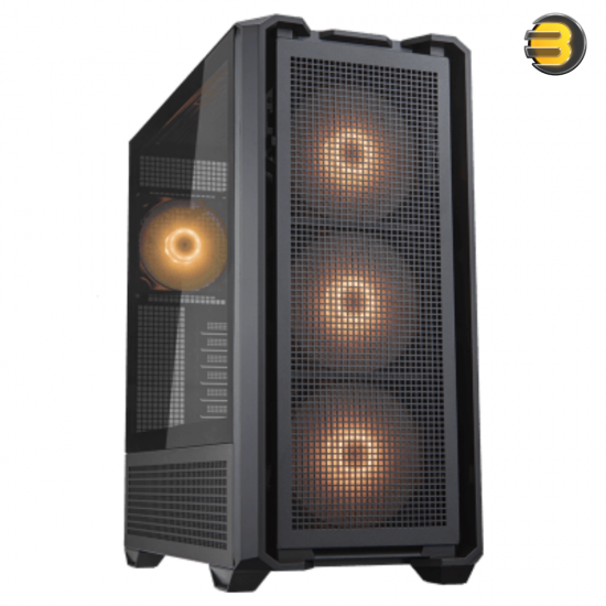 Cougar MX600 RGB Full Tower Gaming Case — Tempered Glass Side Panel, E-ATX Support, 3x 140mm ARGB Fans Pre-Installed, USB-C, Vertical GPU Mount, Black