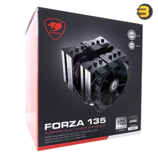 Cougar FORZA 135 Superior Dual Tower Air Cooler with 7 Heat Pipes paired with 2 High-performance Fans