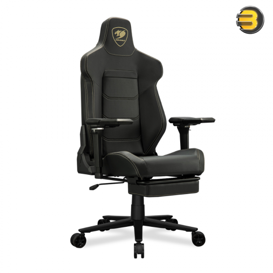 Cougar ARMOR EVO M Gaming Chair — Breathable PVC Leather, 5D Adjustable Armrest, Lumbar Cushion, Full Steel Frame, Class 4 Gas Lift Cylinder Up To 160Kg Capacity, Black/Gold | 3MEVMGLB.0001