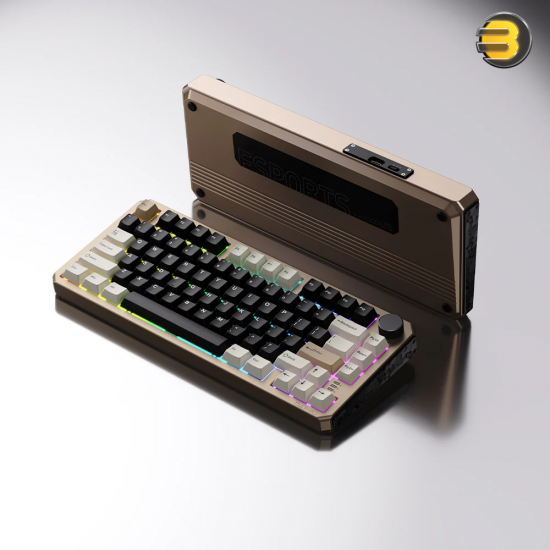DAREU A75 HE Wired Aluminum Gaming Keyboard Gold - Magnetic Switches, 8000Hz Polling Rate, 0.02mm Actuation, 0.2ms Low Latency, 220-Grit Aluminum Cover, Ultra-Fast Response, Premium Build for Competitive Gaming