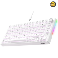 DAREU EK75 Compact 75-Key Rainbow Wired Gasket Gaming Keyboard - White, Mechanical Design, RGB Backlight, Hot-Swappable Switches, Durable Build, Smooth Typing & Gaming Performance