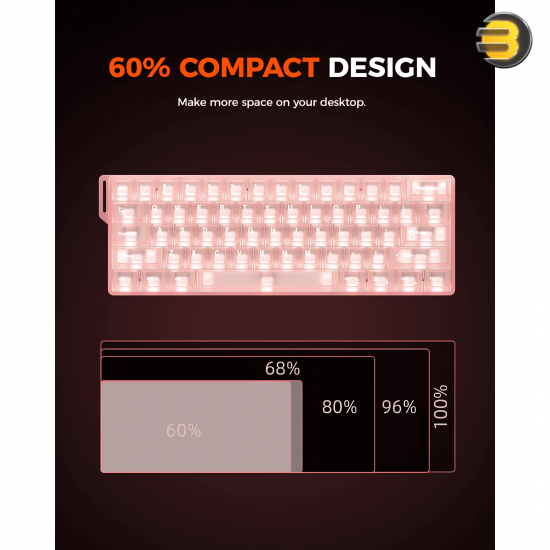 DAREU COOL60 Wired 8K Magnetic Gaming Keyboard Pink - 0.01mm RT Accuracy, Ultra-Fast Response, Hot-Swappable Magnetic Switches, Compact 60% Layout, RGB Backlight, Professional Esports Performance Keyboard