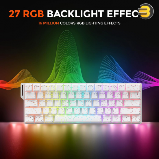 DAREU COOL60 Wired 8K Magnetic Gaming Keyboard White - 0.01mm RT Accuracy, Ultra-Fast Response, Hot-Swappable Magnetic Switches, Compact 60% Layout, RGB Backlight, Professional Esports Performance Keyboard