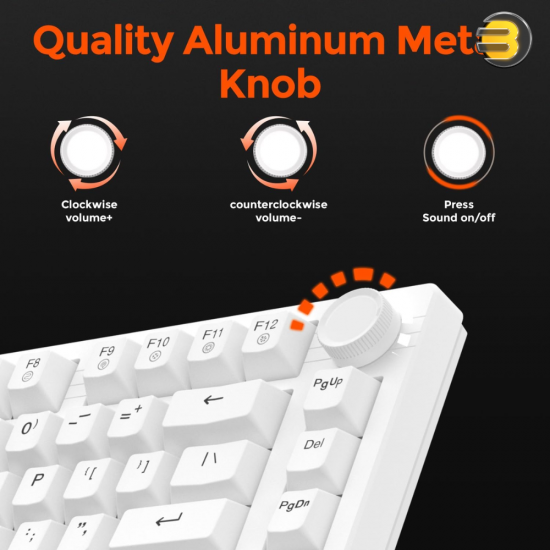 DAREU EK75 Compact 75-Key Rainbow Wired Gasket Gaming Keyboard - White, Mechanical Design, RGB Backlight, Hot-Swappable Switches, Durable Build, Smooth Typing & Gaming Performance