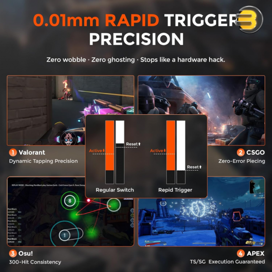 DAREU COOL60 Wired 8K Magnetic Gaming Keyboard - 0.01mm RT Accuracy, Ultra-Fast Response, Hot-Swappable Magnetic Switches, Compact 60% Layout, RGB Backlight, Professional Esports Performance Keyboard