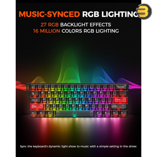 DAREU COOL60 Wired 8K Magnetic Gaming Keyboard - 0.01mm RT Accuracy, Ultra-Fast Response, Hot-Swappable Magnetic Switches, Compact 60% Layout, RGB Backlight, Professional Esports Performance Keyboard