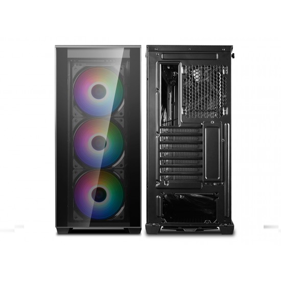 DEEPCOOL MATREXX 70 ADD-RGB 3FCase, E-ATX Supported, One-Touch-Release Front Panel, Easy-to-Install Side Panel, All-Round Dust Proof, Abundant Storage Support