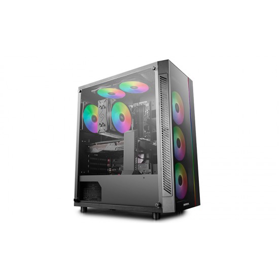 DeepCool MATREXX 55 ADD-RGB Case, E-ATX Supported, Motherboard or Button Control of Sync of 12V RGB Devices of 4mm Full Sized Tempered Glass