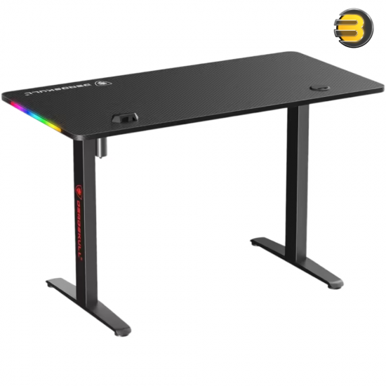 Deadskull RGB electric height-adjustable gaming desk 120cm with high-density MDF top, heavy-duty steel frame, digital control panel and integrated RGB lighting