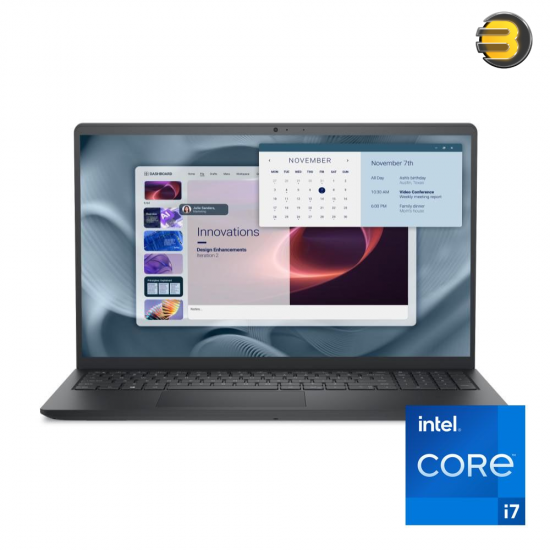 Dell Pro 15 Essential PV15250 15.6 inch FHD 120Hz business laptop in Carbon Black with Intel Core i7-1335U, 8GB DDR5, 512GB SSD and FHD 1080p webcam