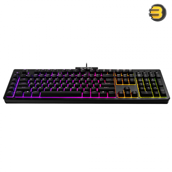 EVGA Z12 RGB Gaming Keyboard, RGB Backlit LED, 5 Programmable Macro Keys, Dedicated Media Keys, Water Resistant, 834-W0-12US-KR