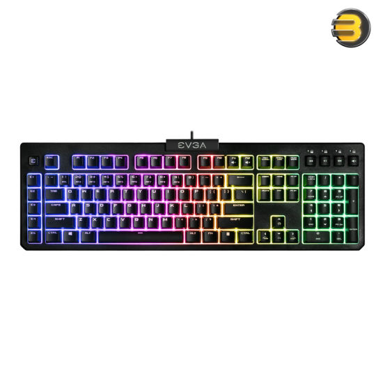 EVGA Z12 RGB Gaming Keyboard, RGB Backlit LED, 5 Programmable Macro Keys, Dedicated Media Keys, Water Resistant, 834-W0-12US-KR