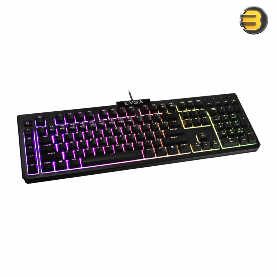 EVGA Z12 RGB Gaming Keyboard, RGB Backlit LED, 5 Programmable Macro Keys, Dedicated Media Keys, Water Resistant, 834-W0-12US-KR