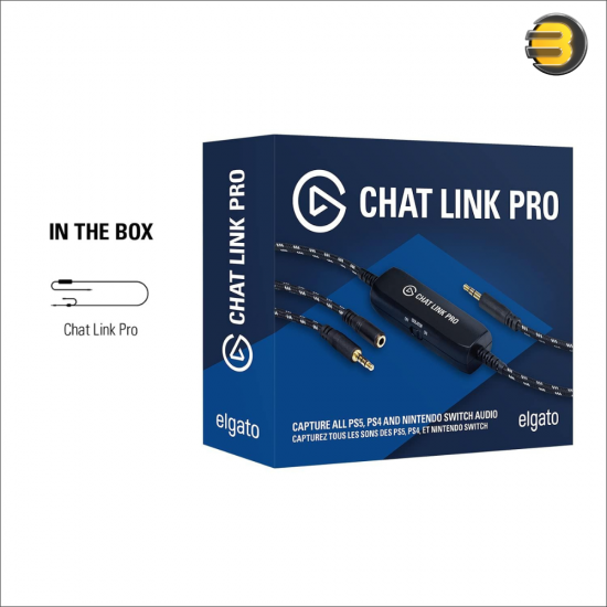 Elgato Chat Link Pro — Audio Adapter, for PS5, PS4, Nintendo Switch, Capture Voice Chat, Gameplay Sound, Extra Long Cable, Black