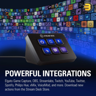 Elgato Stream Deck Mini — Compact Studio Controller, 6 macro keys, trigger  actions in apps and software like OBS, Twitch, YouTube and more, works with  Mac and PC Black 10GAI9901 -