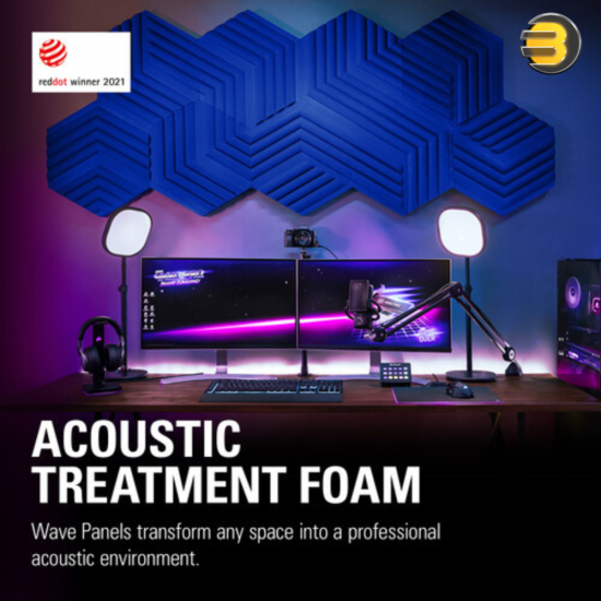 Elgato Wave Panels — 6 acoustic treatment panels, dual density foam, proprietary EasyClick frames, modular design, easy setup and removal- Blue